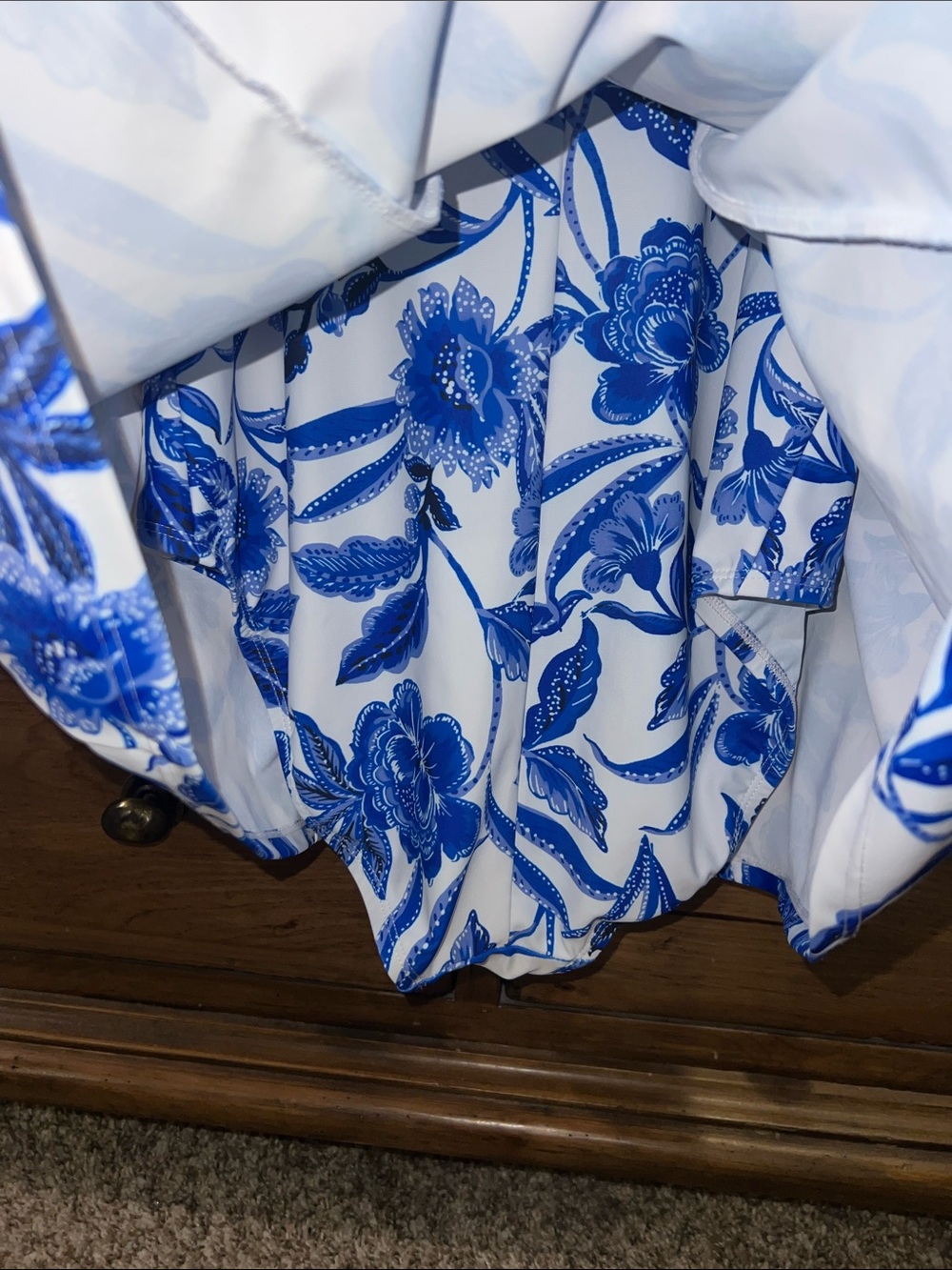 Sonnet Shores Feminine Classy One-Piece Swimdress - White & Royal Blue (size 6) - Picture 6 of 14